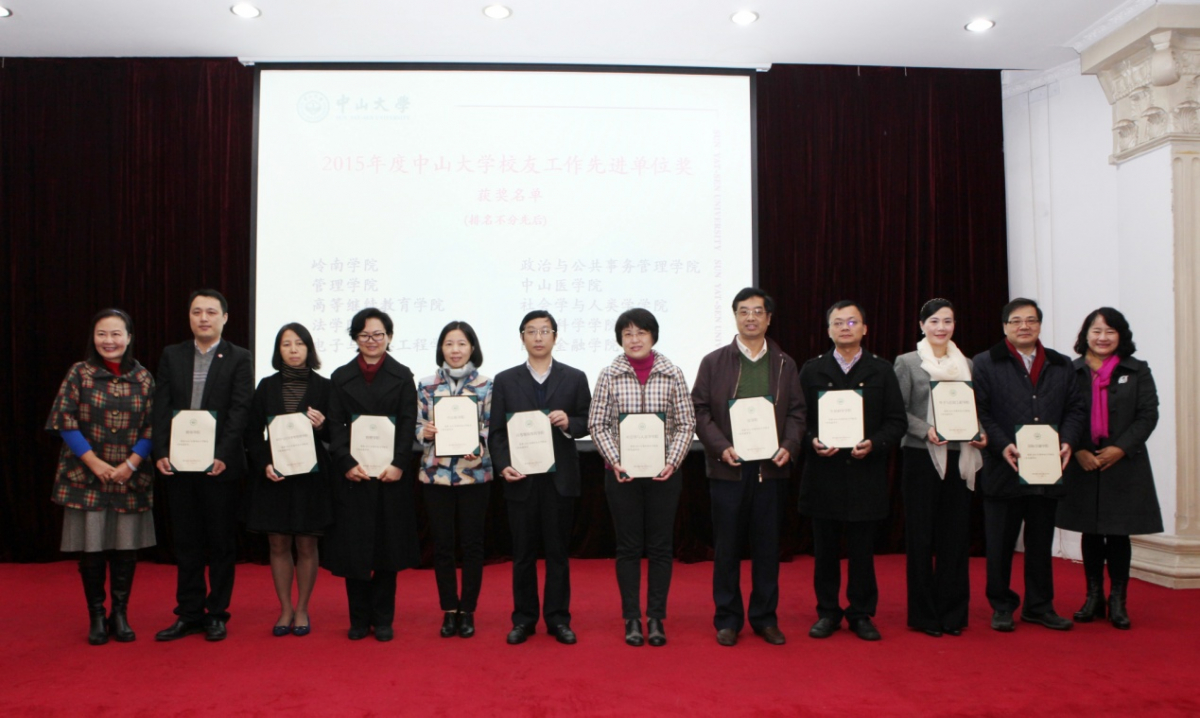 Leaders of university presented the “Advanced Units for 2015 Alumni Work” award.